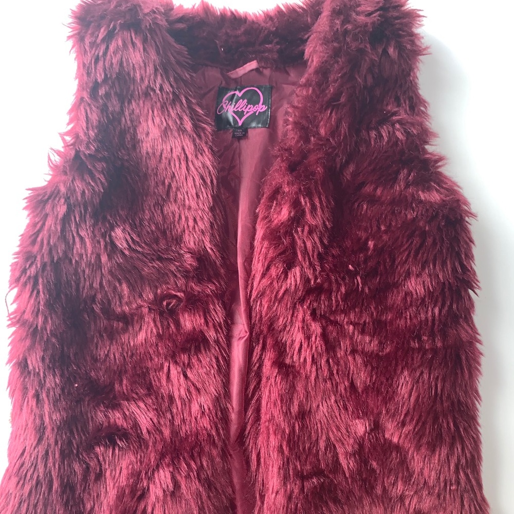GIRLS FAUX FUR VEST BY CHILLIPOP EUC